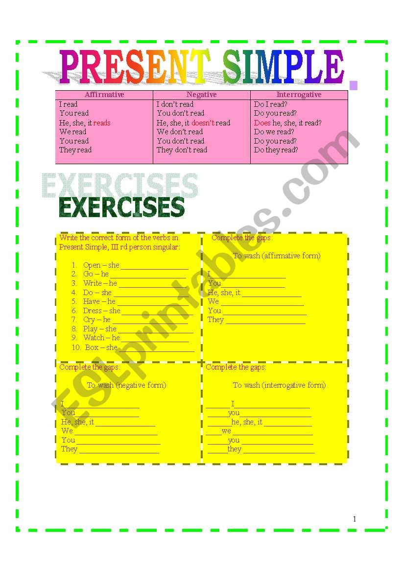 Present Simple worksheet