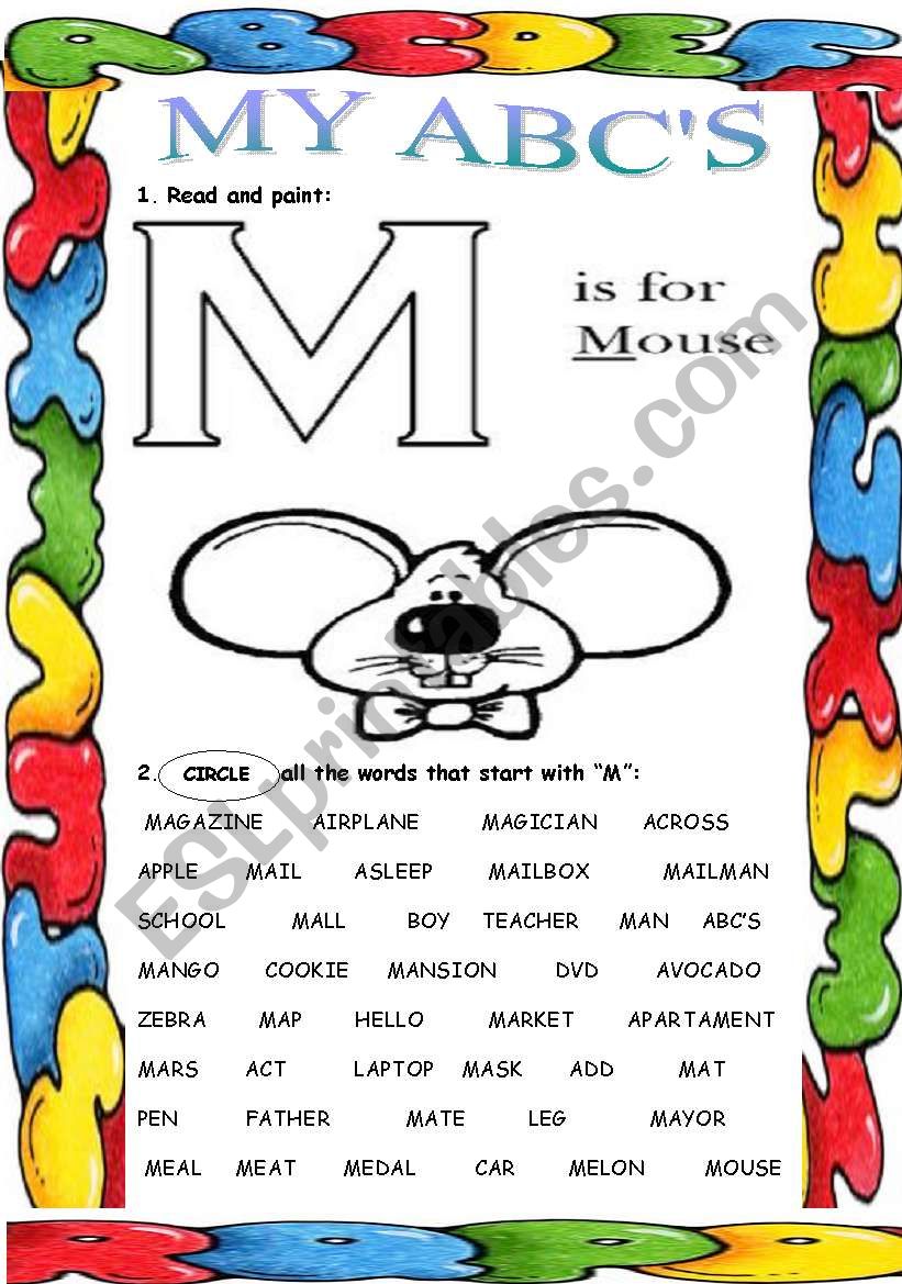 My ABCs ( M ) worksheet