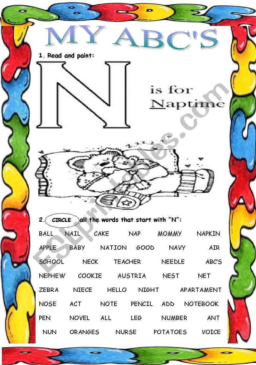 My ABCs ( N ) worksheet