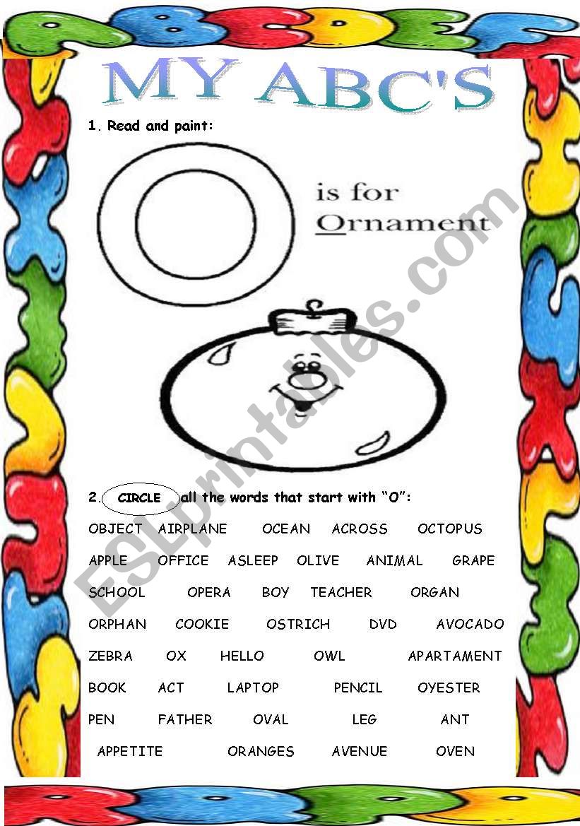 My ABCs ( O ) worksheet