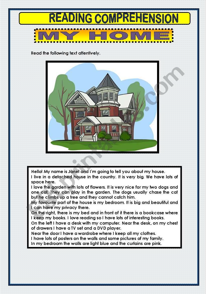READING COMPREHENSION - MY HOME