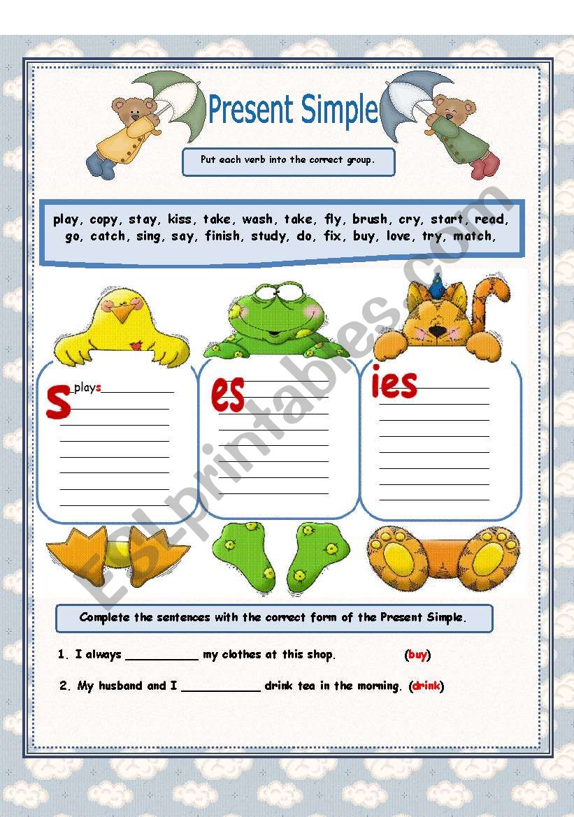 Present Simple- Part 1/2 worksheet