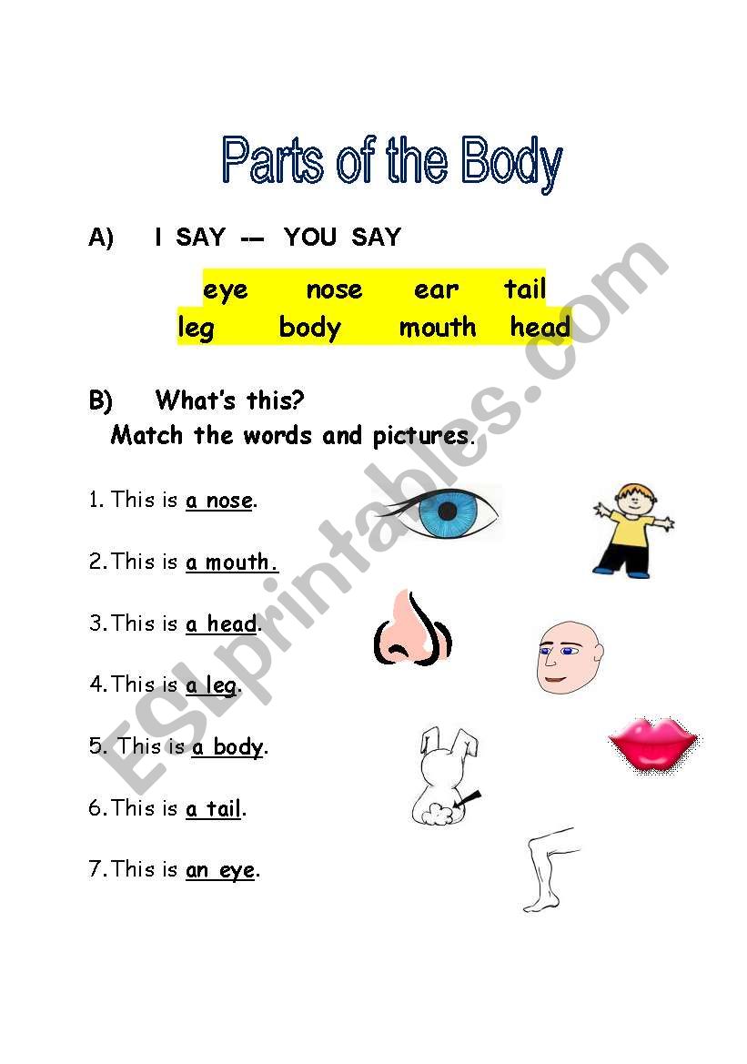 Parts of the Body 1 worksheet