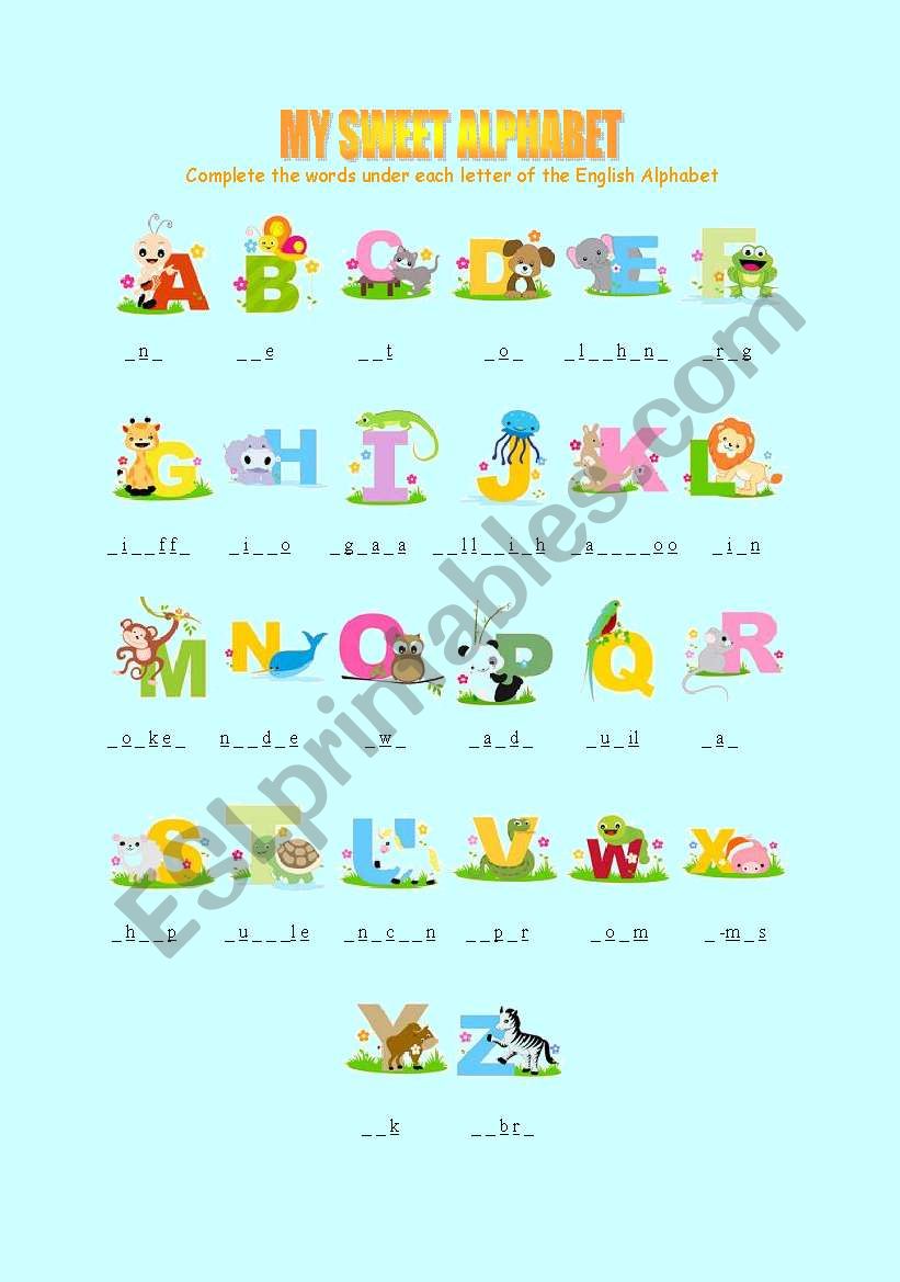 My Sweet Alphabet worksheet