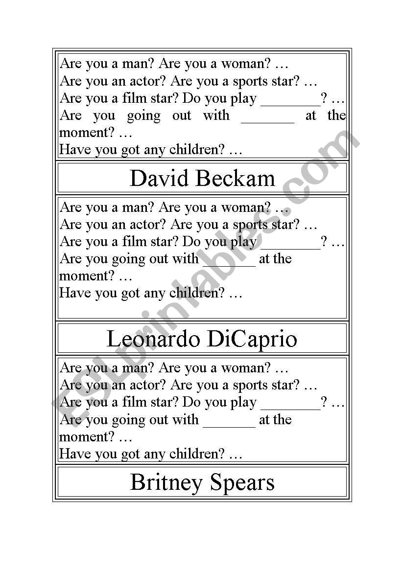 Who are you? worksheet