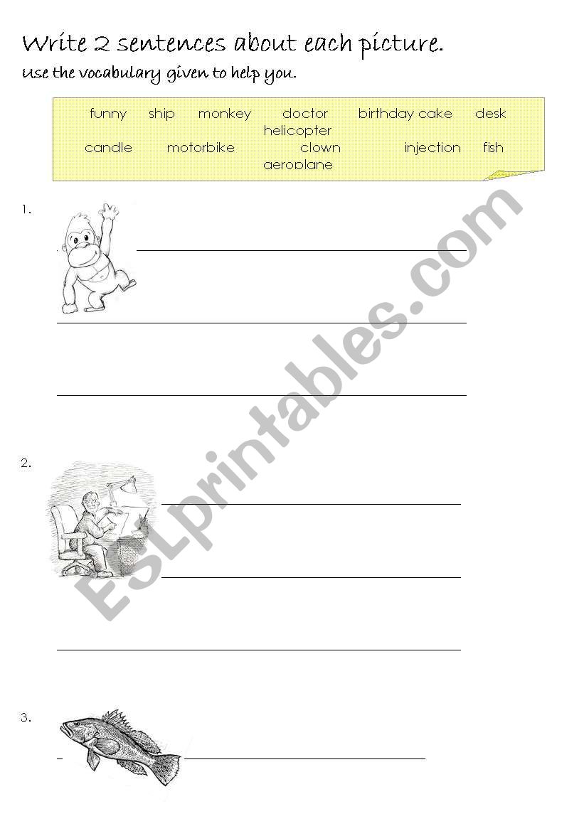 Writing Sentences part 1 worksheet