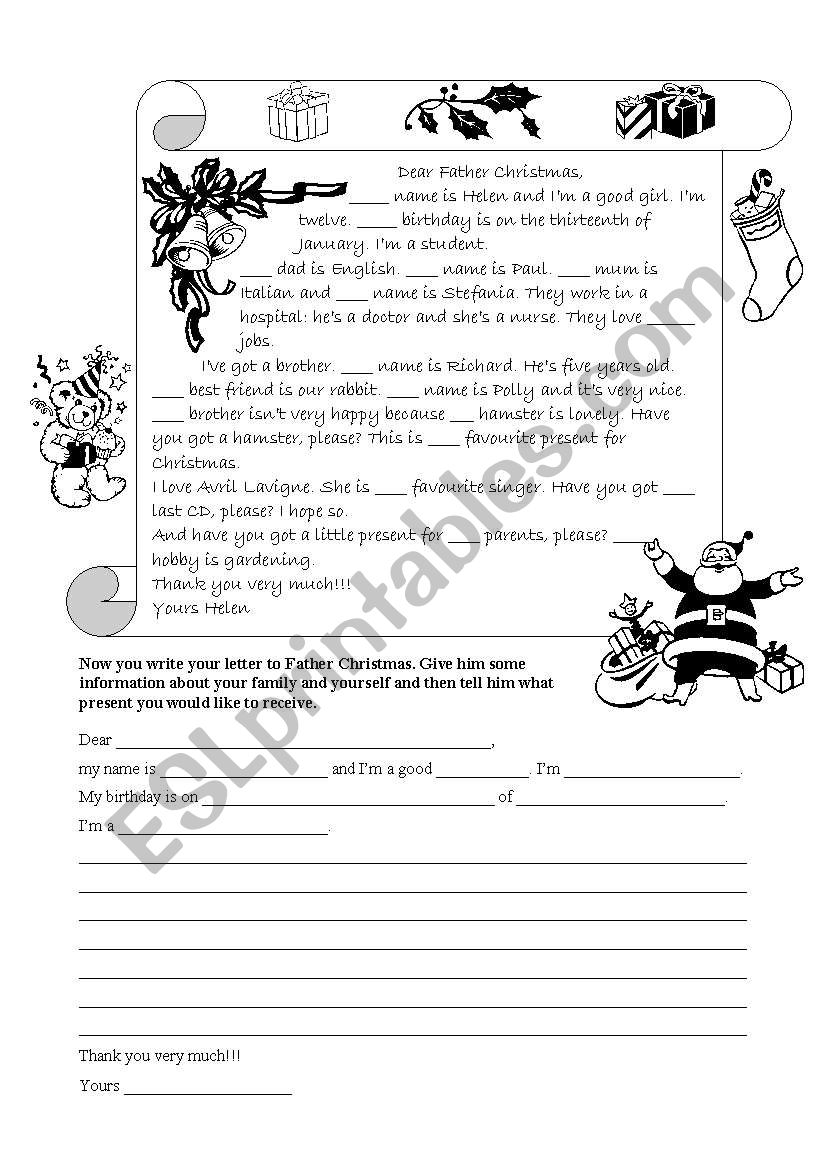 Dear Father Christmas worksheet