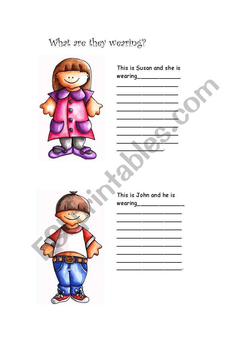 what are they wearing? worksheet