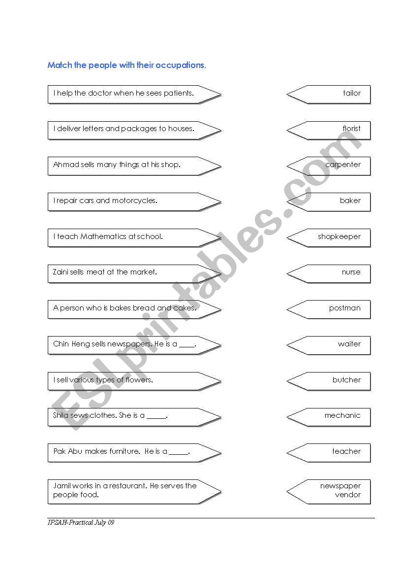 Match the people with their occupations