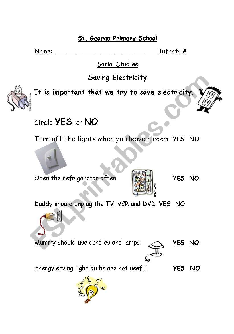 Electricity worksheet worksheet