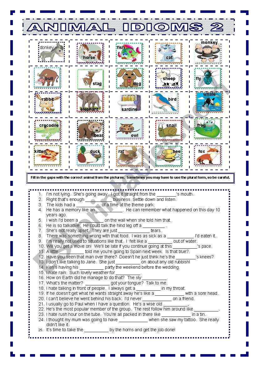 Animal Idioms 2 worksheet