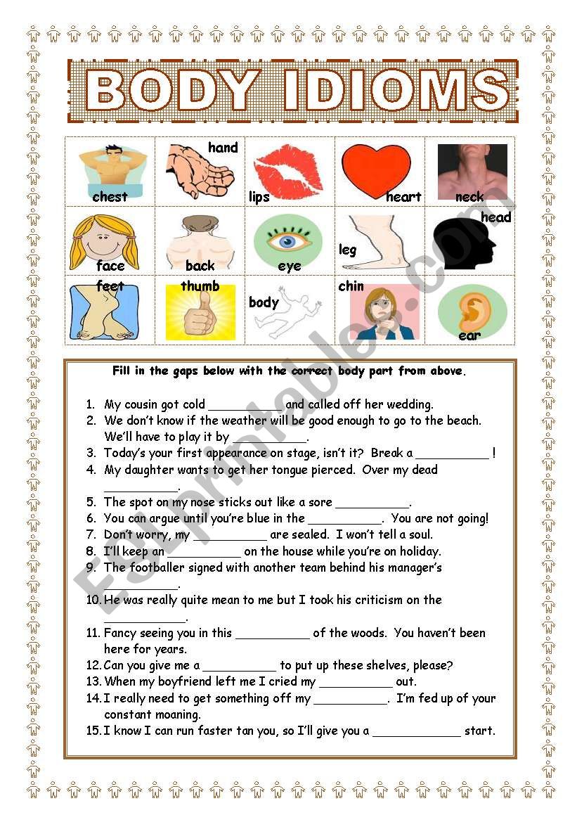 Body Idioms worksheet