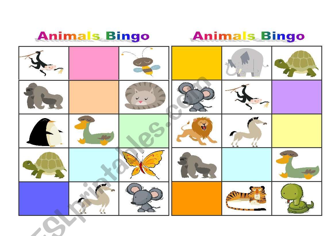 Animals Bingo worksheet