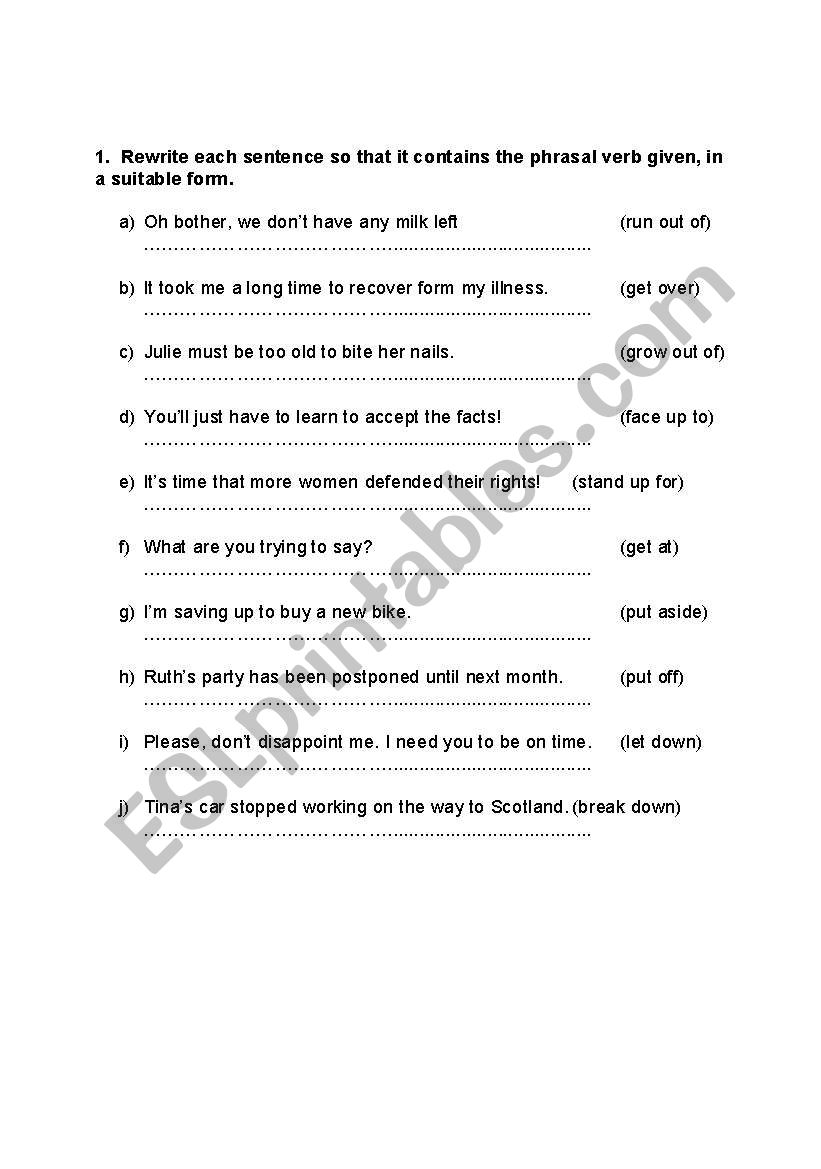 Phrasal Verbs 1 worksheet