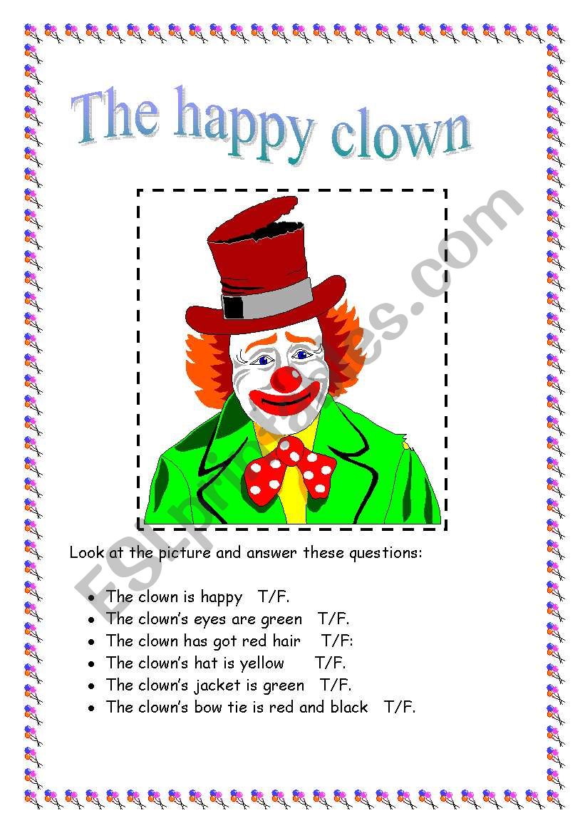 The happy clown worksheet