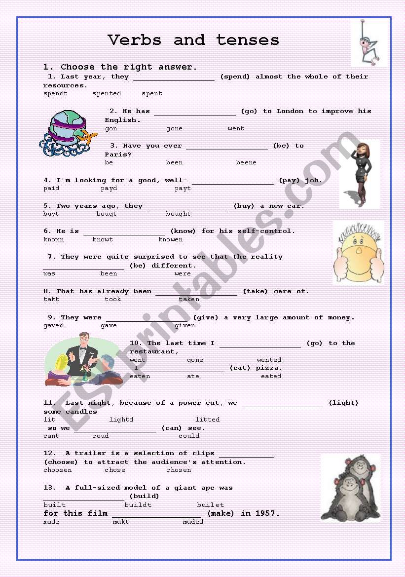 Tenses Review worksheet