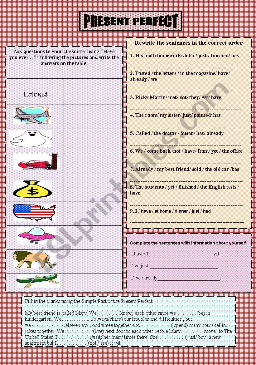 Present Perfect worksheet