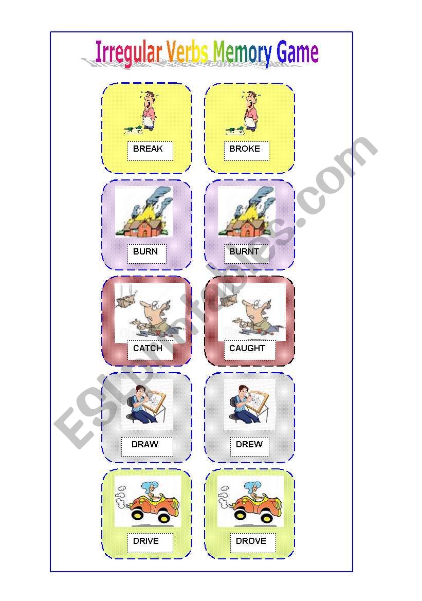 irregular verbs memory game ( 1 of 6)