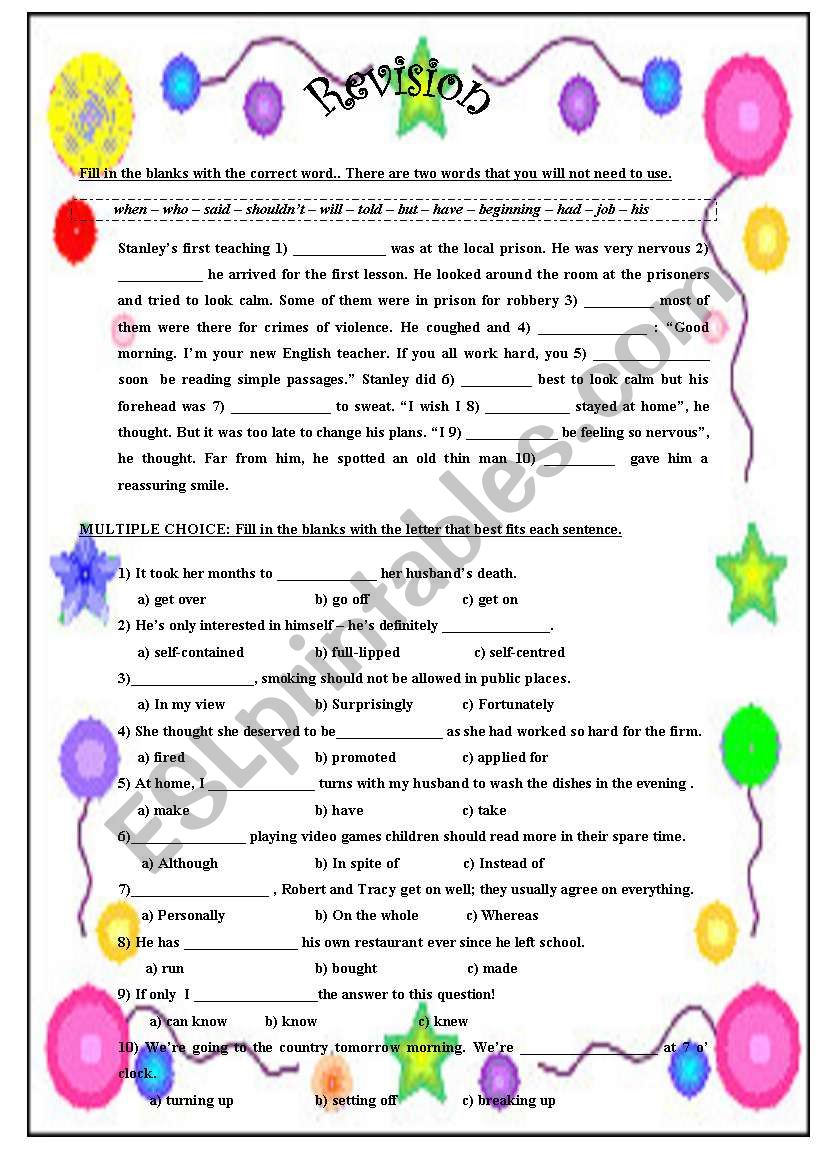 Revision worksheet