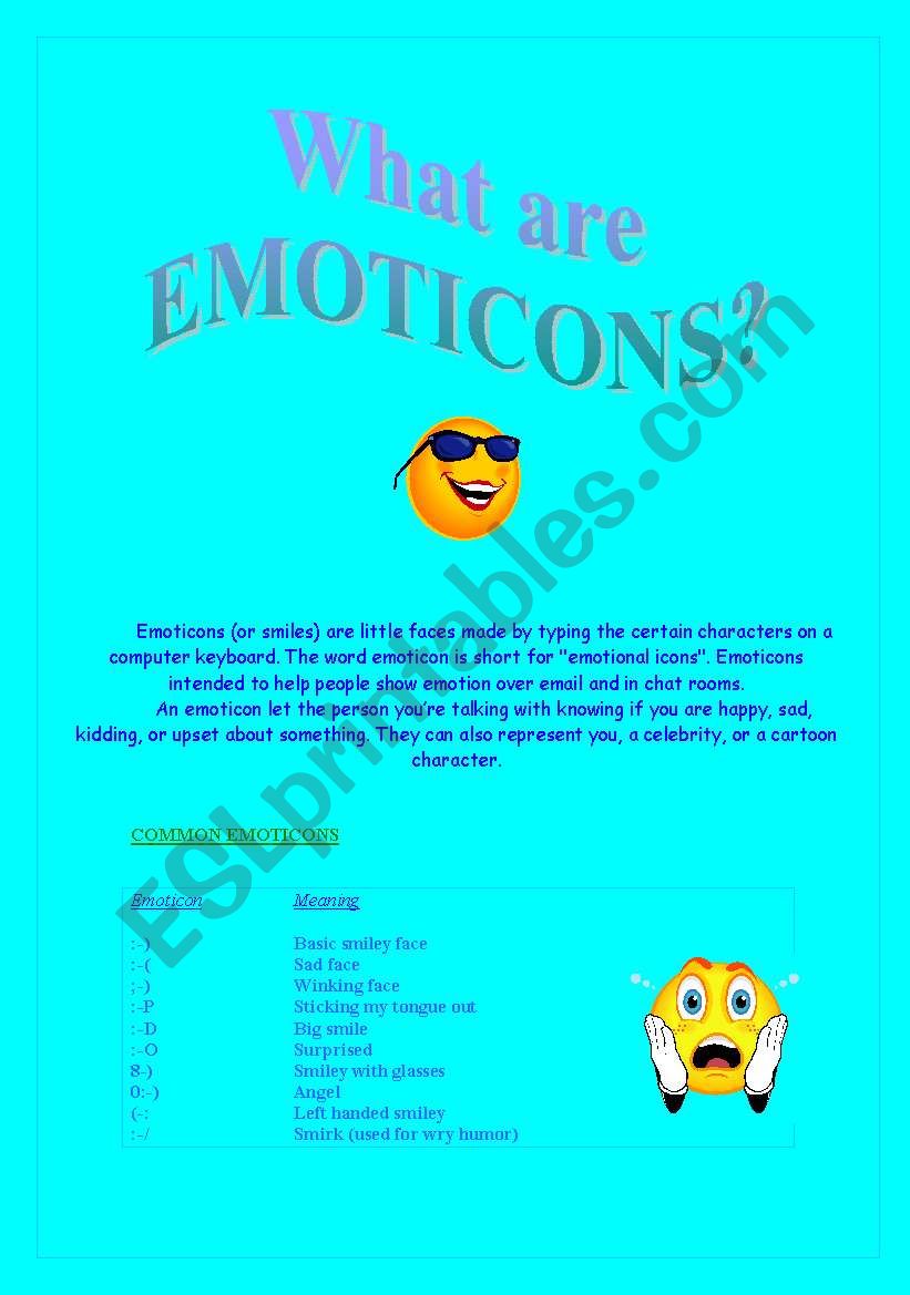 What are emoticons? worksheet
