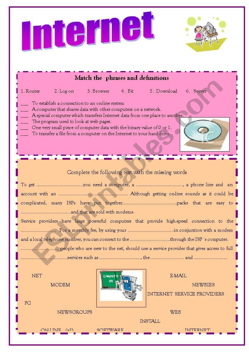 The Internet worksheet