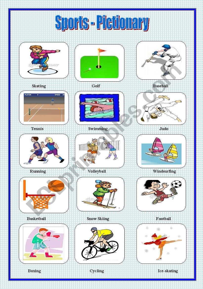 Pictionary  - Sports  worksheet