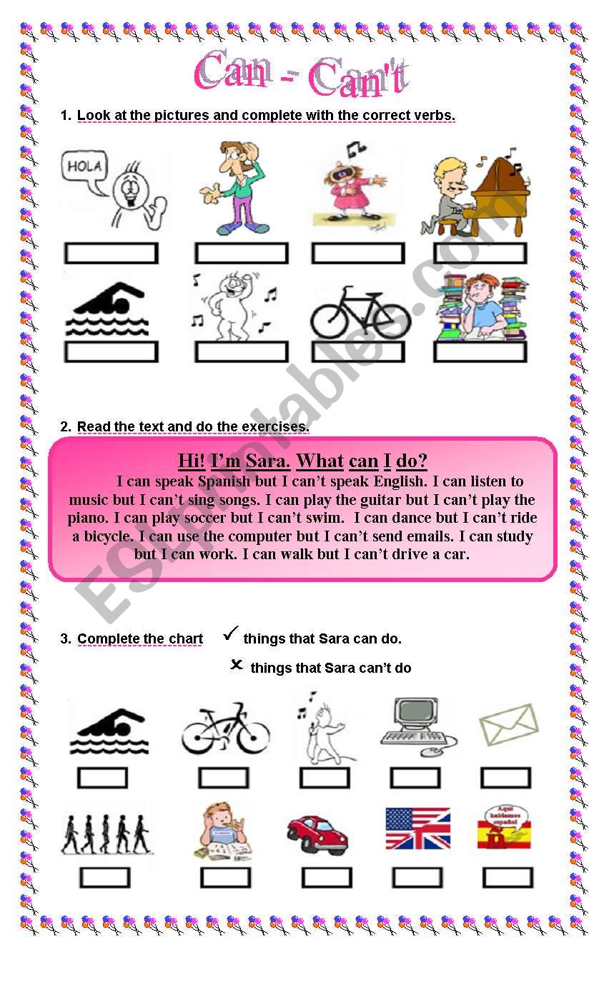 Can - Cant       1st Part worksheet
