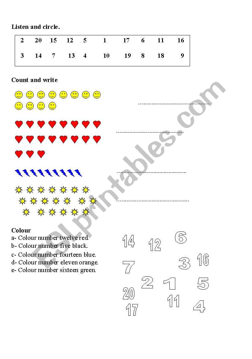 Beginner test worksheet