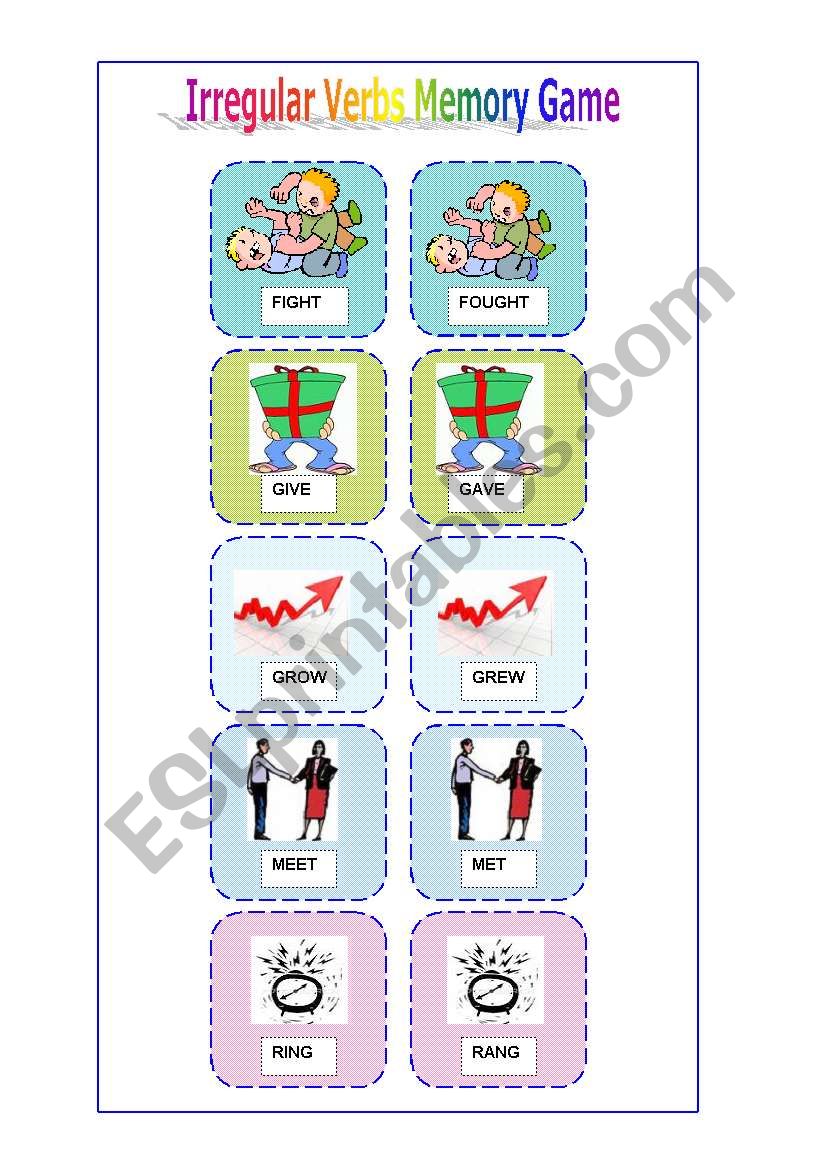 Irregular verbs memory game ( 3 of 6)