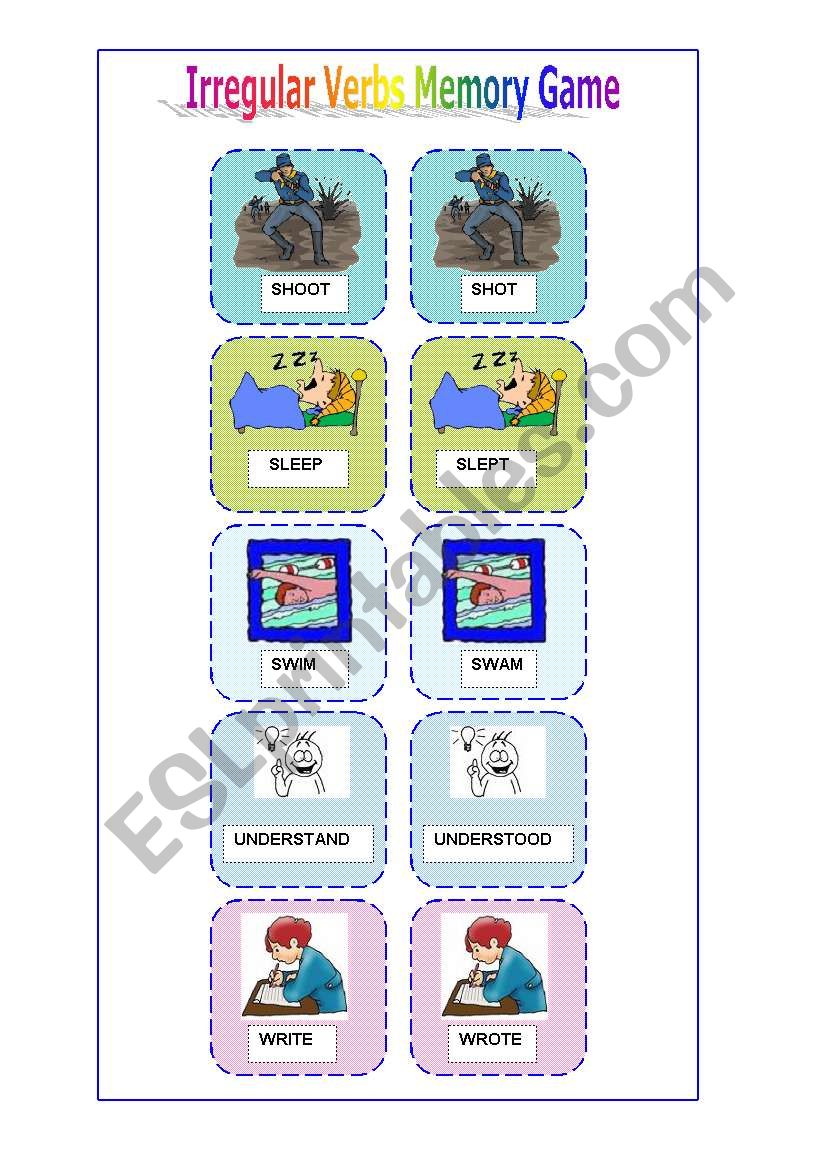 Irregular verbs memory game ( 5 of 6)