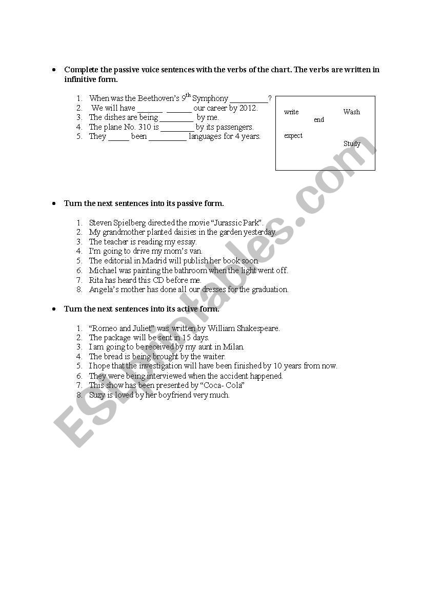 Passive voice worksheet