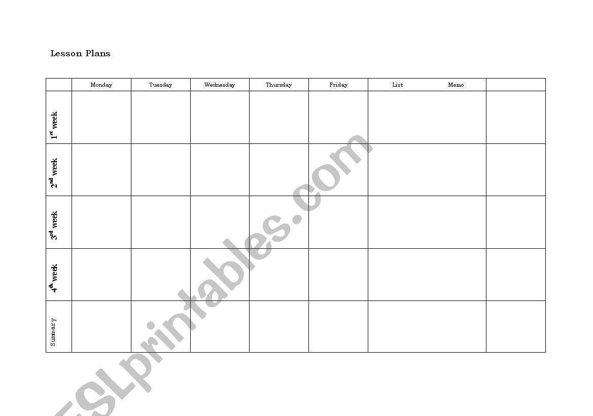 lesson plans worksheet