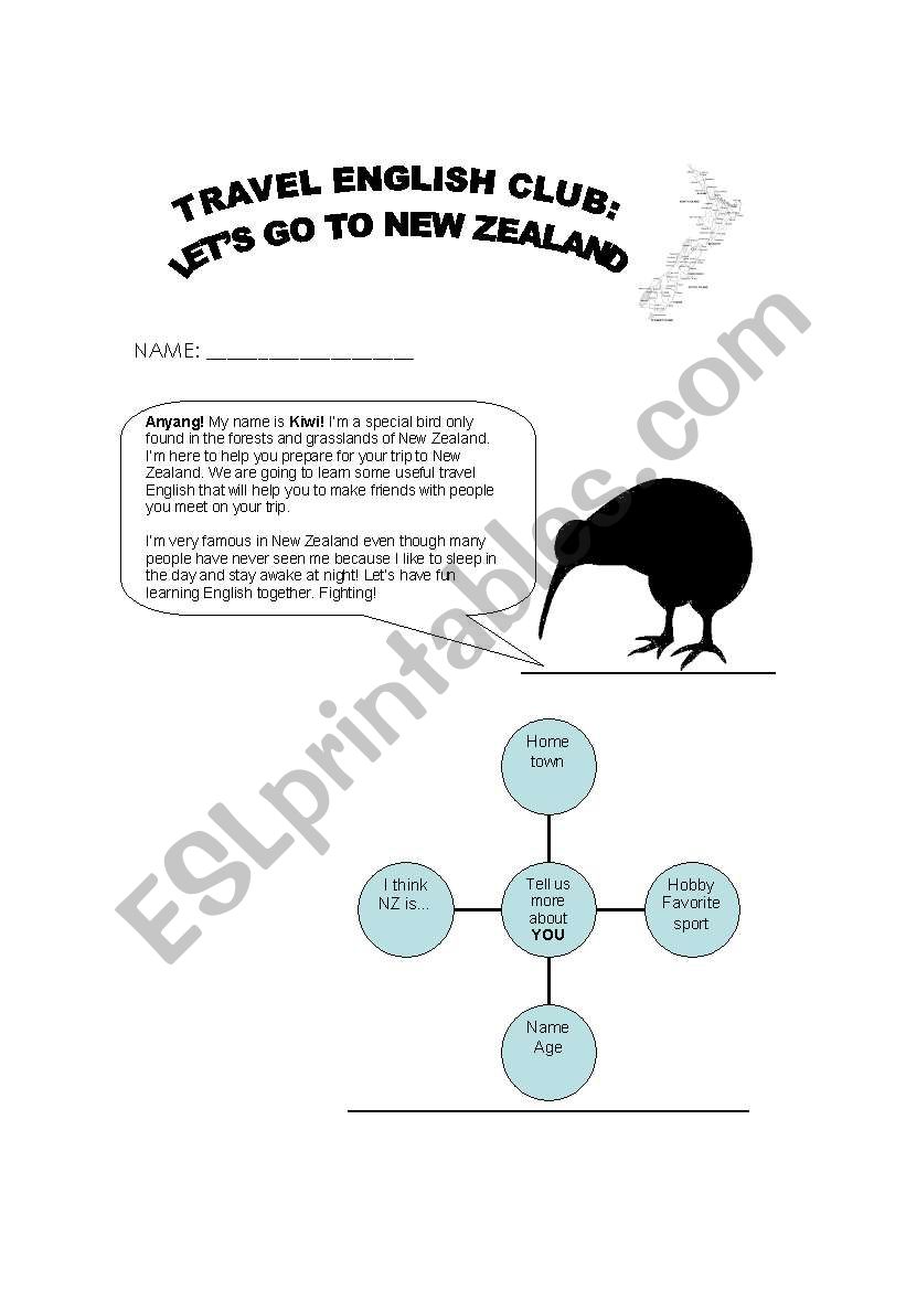 Lets go to New Zealand worksheet