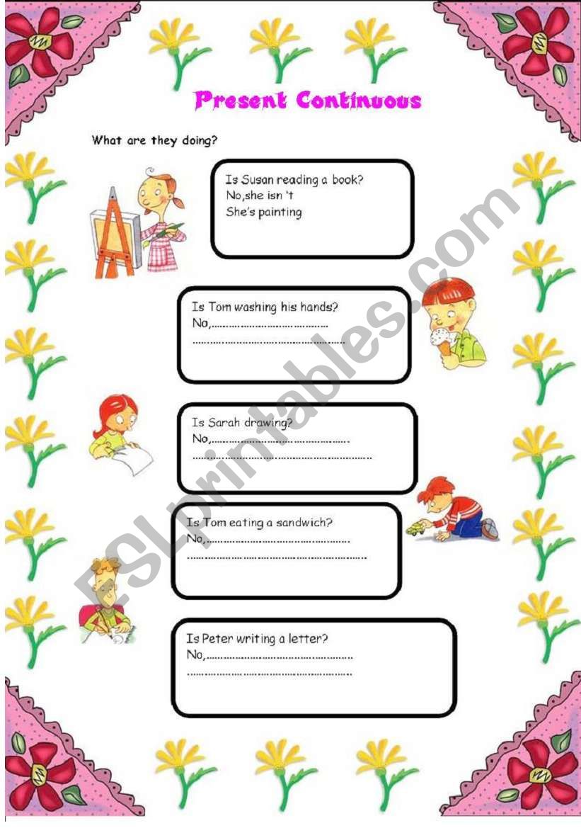 Present continuous worksheet