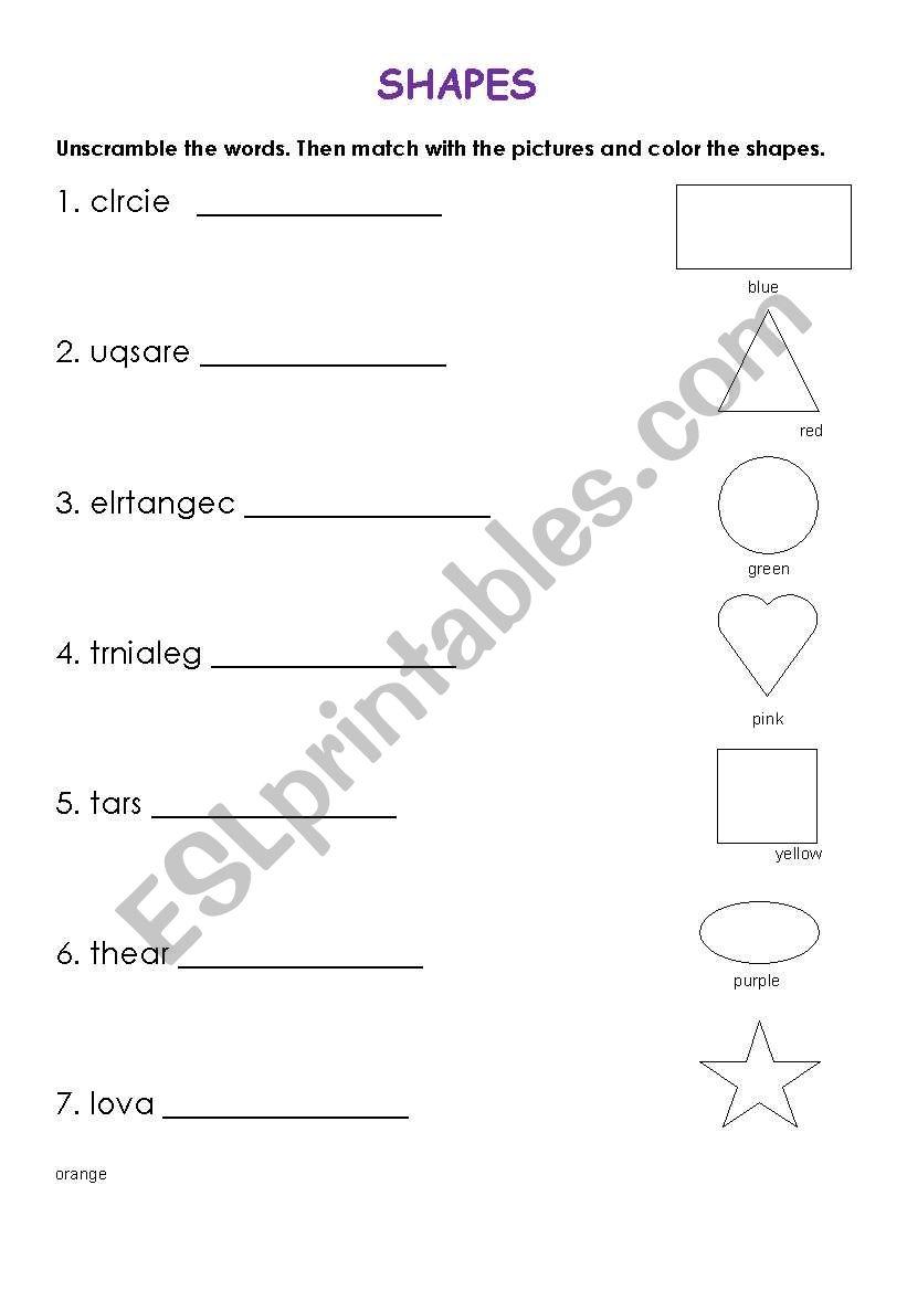 Shapes worksheet