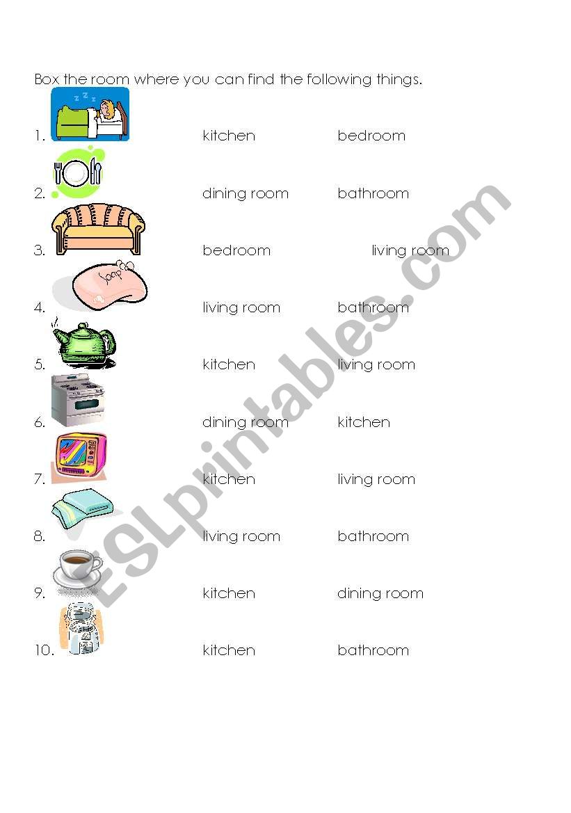 Rooms of a house worksheet