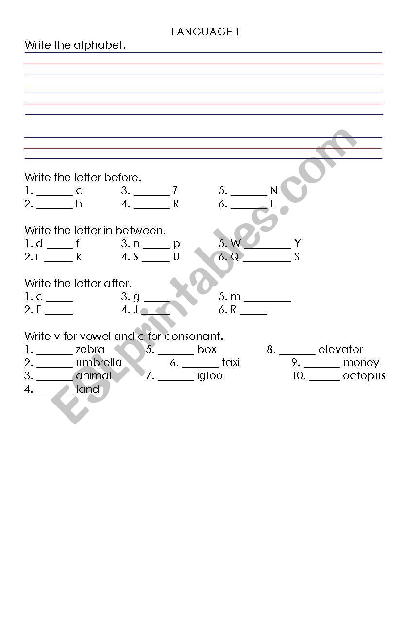 Alphabet worksheet