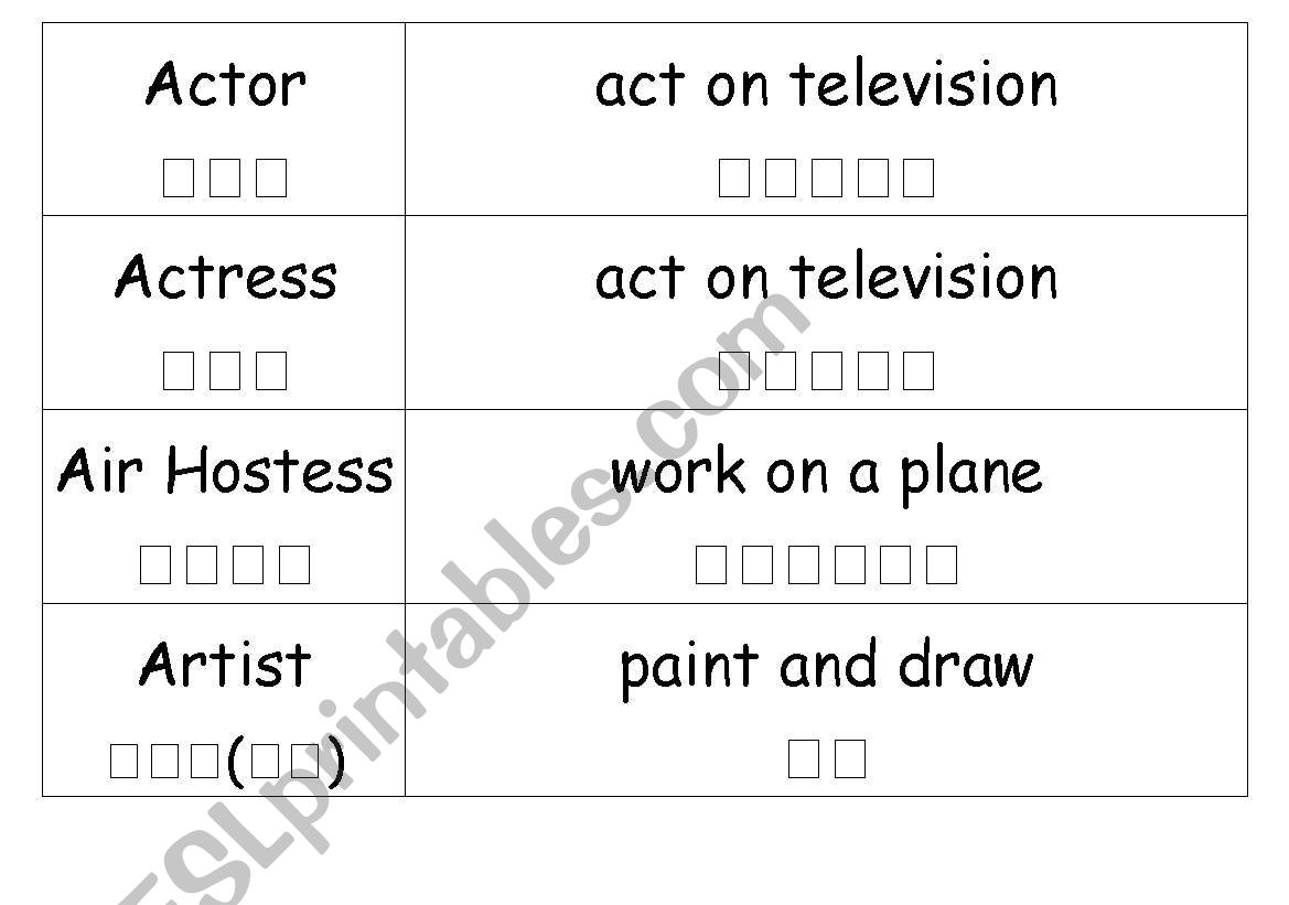 Job Words worksheet