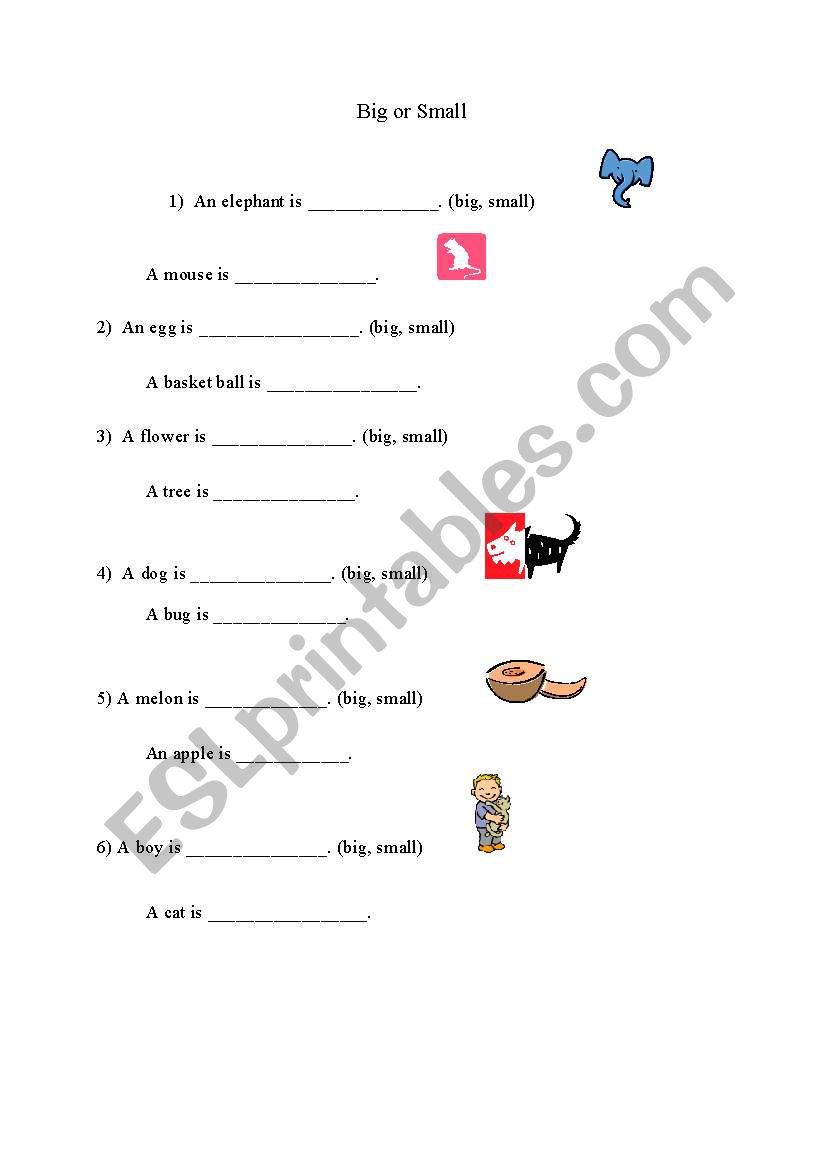 Big or Small worksheet