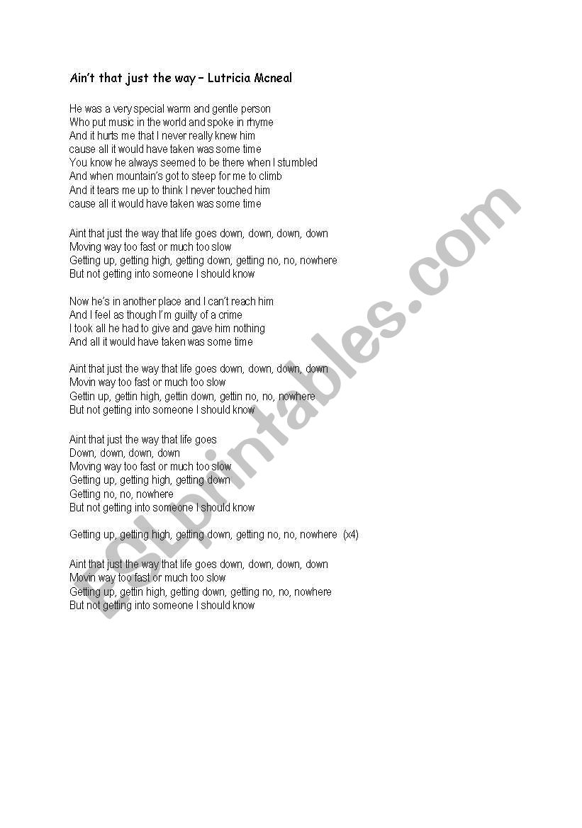 Lutricia McNeal song ´Ain´t that just the way