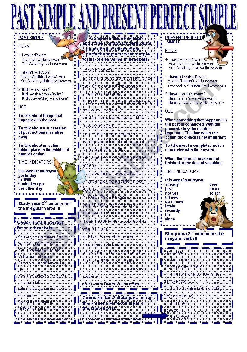 The past simple and present perfect simple