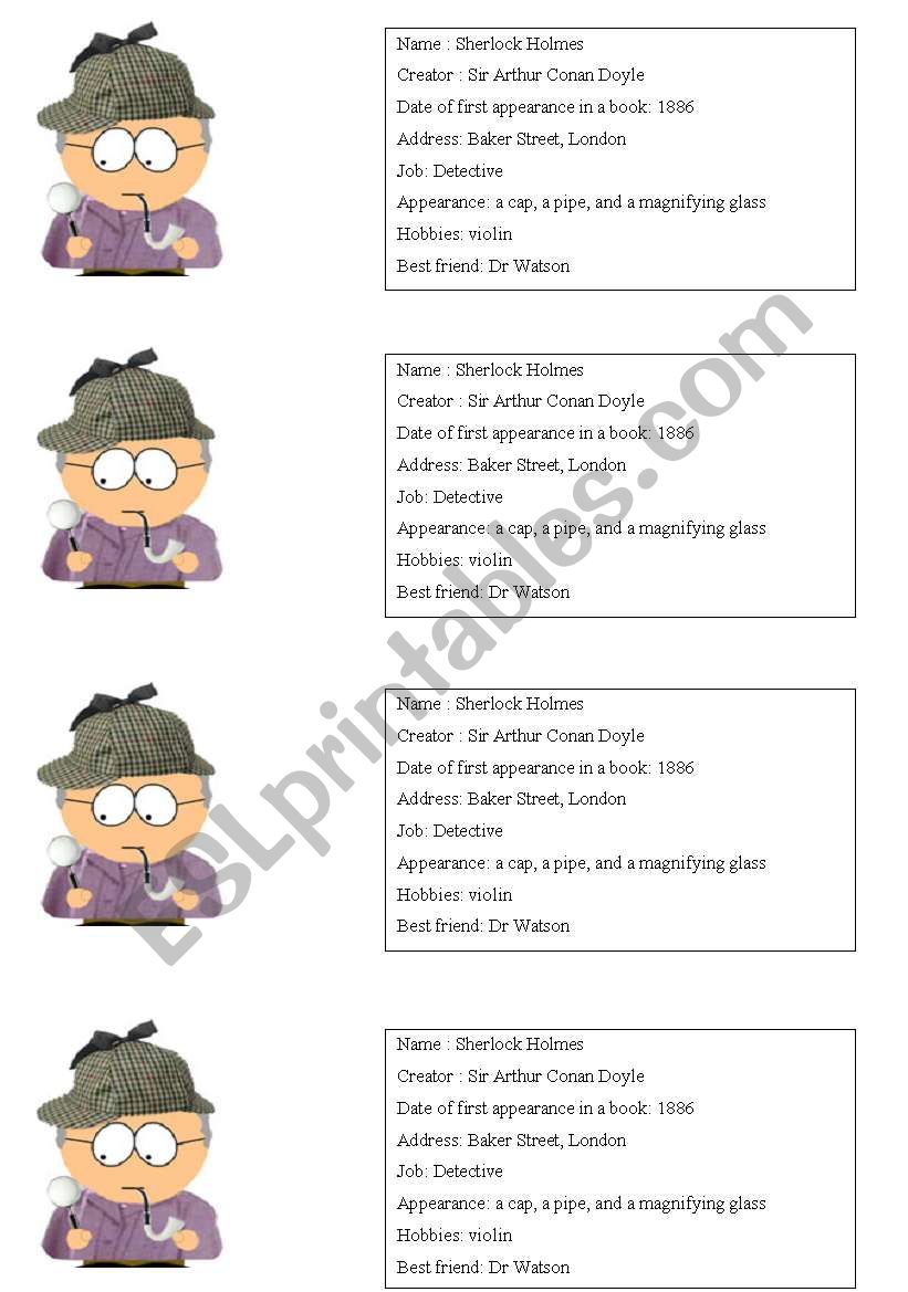 Sherlock Holmes data worksheet