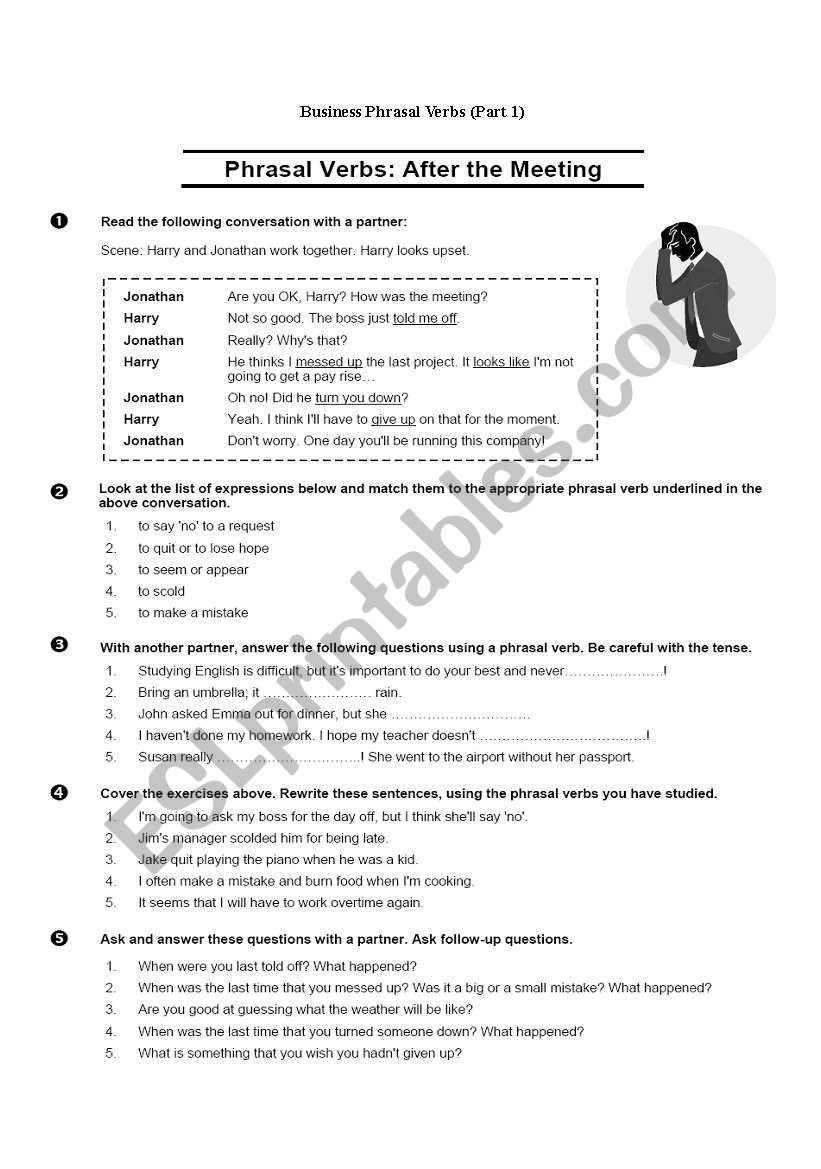 Business phrasal verbs worksheet