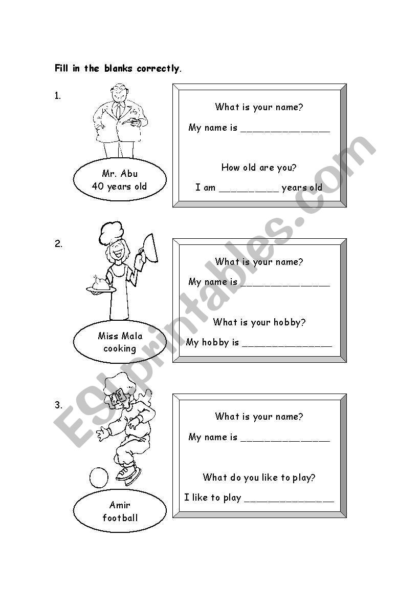 Age worksheet