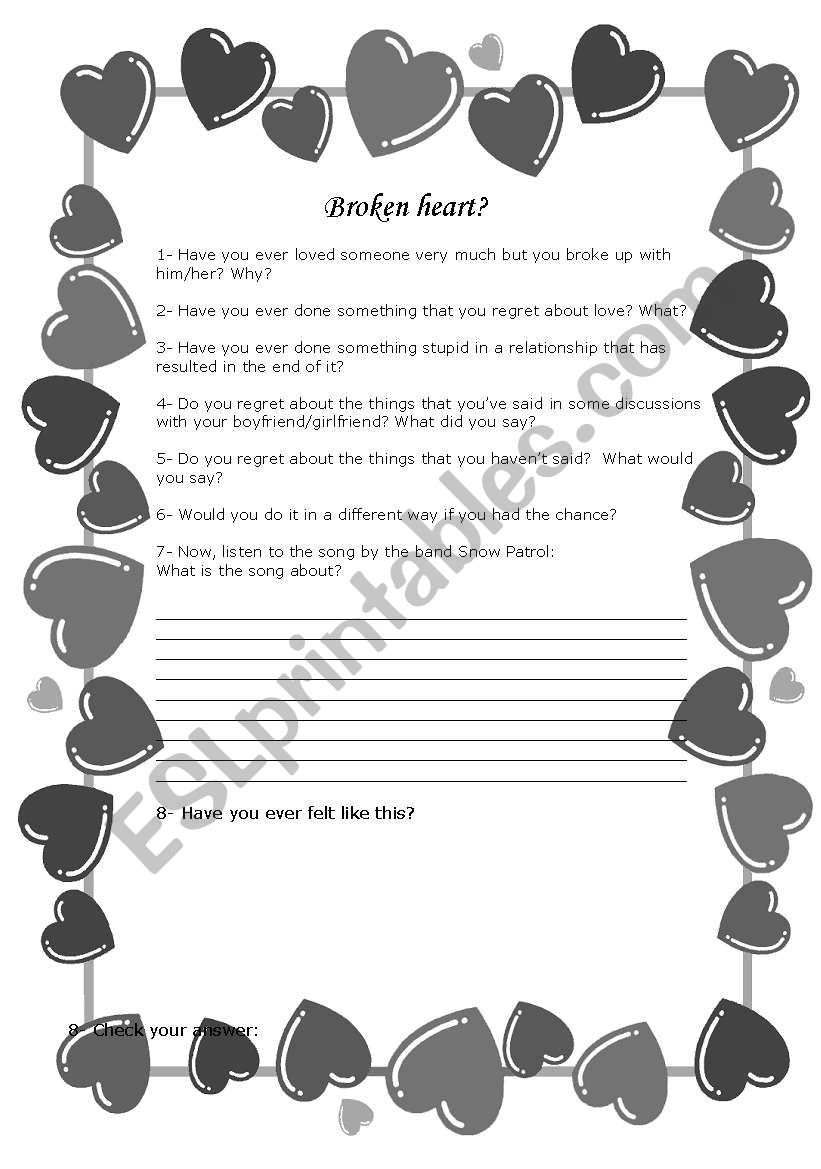 Borken heart? worksheet