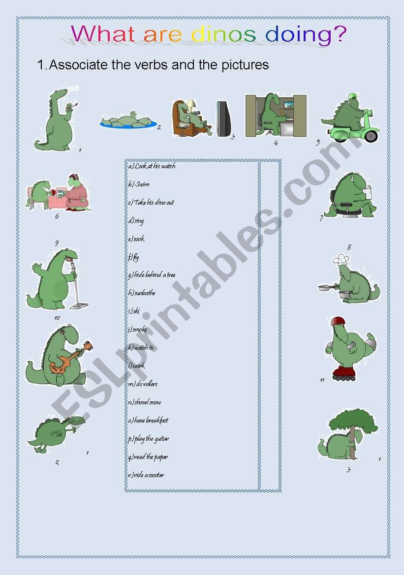 What are the dinosaurs doing? worksheet