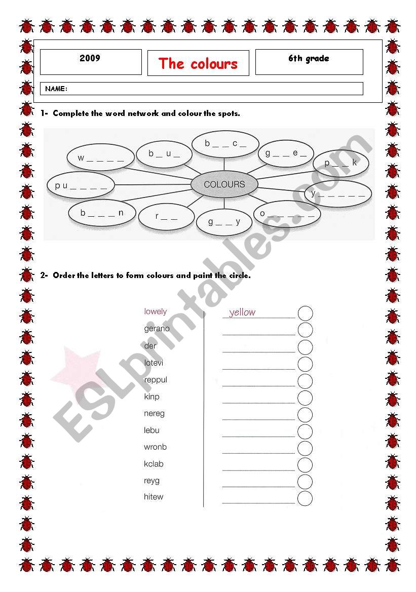 colours worksheet