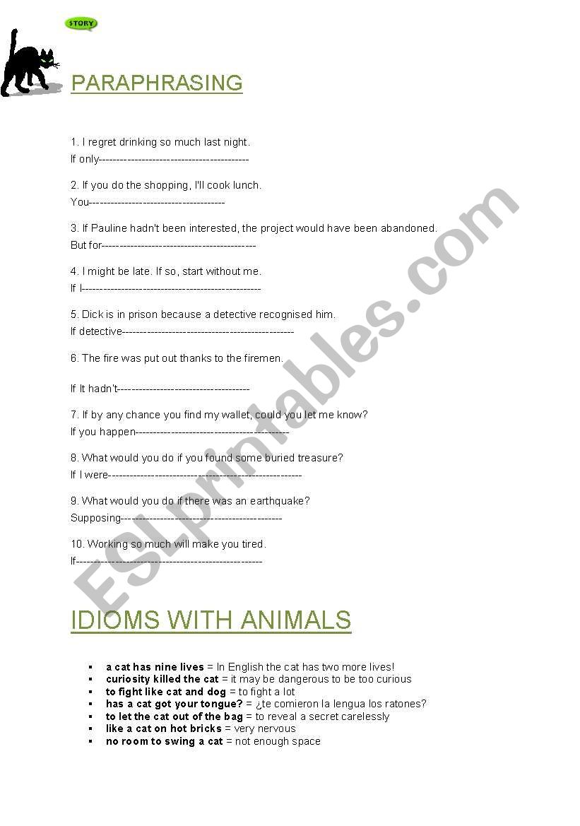 PARAPHRASING AND ANIMAL IDIOMS