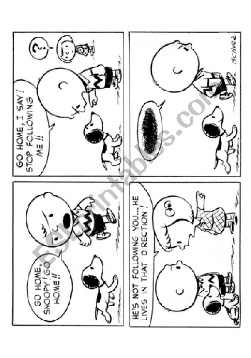 peanuts comic for writing worksheet