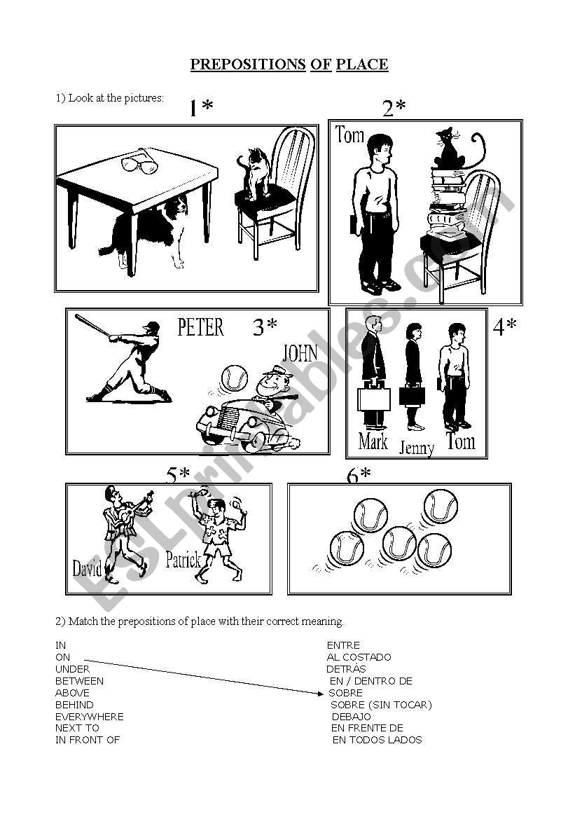 Prepositions of place worksheet